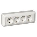 Розетка ОУ 4-я с заземлением с монтажной платой (белый) ПРИМА SE