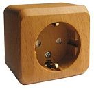 Розетка ОУ с заземлением с защитными шторками (темный бук) ЭТЮД SE