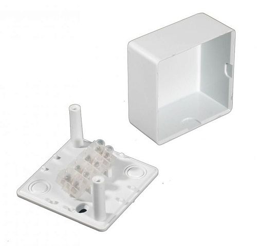 Коробка распаячная ОУ 55х55х32мм с крышкой с клеммной колодкой IP40 (белая) ТУСО Ruvinil