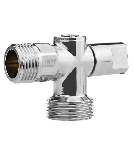 Кран угловой 1/2х3/4 для стиральных машин (ручка сбоку) ХРОМ-POLISH.латунь ГОСТ  MPF