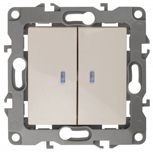 Выключатель 2кл с подсветкой 10АХ (слоновая кость) Эра12 ЭРА (12-1105-02)