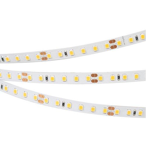 Лента светодиод. RT-A120-8mm 24V Warm270 CRI98 2х smd 3528 9.6Вт 24В 2600-2800K 570Лм/м IP20 120 диод/м. Arlight т.белый