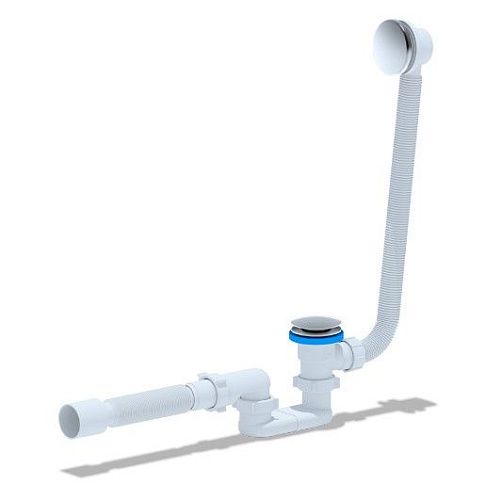 Сифон для ванны автомат плоский 1 1/2"*40 слив "Клик-Клак" с гибкой трубой 40/50 АНИ EC055GS
