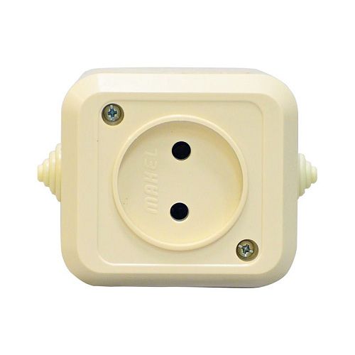 Розетка ОУ без заземления IP44 (крем) Nemliyer MAKEL