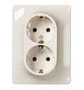 Розетка 2-я с заземлением в сборе (бежевый) GLOSSA SE
