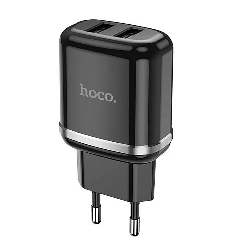 Зарядное устройство сетевое (адаптер) USB 2 порта 5В 2.4A Hoco