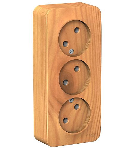 Розетка ОУ 3-я без заземления с изолирующей пластиной (ясень) BLANCA SE