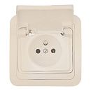 Розетка СУ с защитной крышкой со вставкой (крем) Mimoza MAKEL