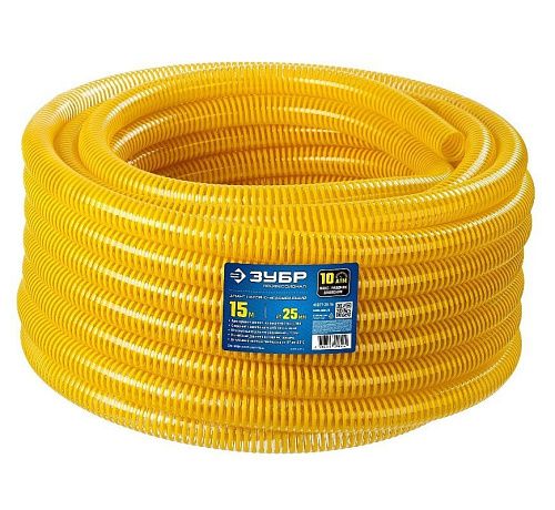 Шланг напорно-всасывающий со спиралью ПВХ 10 атмосфер. 25ммх15м	ПРОФЕССИОНАЛ ЗУБР