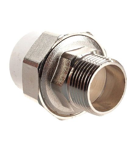 Муфта PP-R комбинированная разъёмная раструбная НР РОСТерм  20-3/4" белая