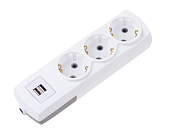 Удлинитель 3 гнезда 3.0 м (белый) PREMIUM 3х1.5мм² с/з 2 USB REXANT