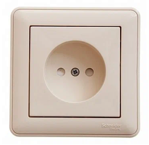 Розетка СУ без заземления с защитными шторками в сборе (слоновая кость) W59 SE