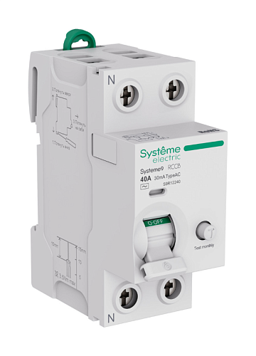 Устройство защитного отключения 40А 2п 30мА тип AC 230В Systeme9 SE (S9R12240)