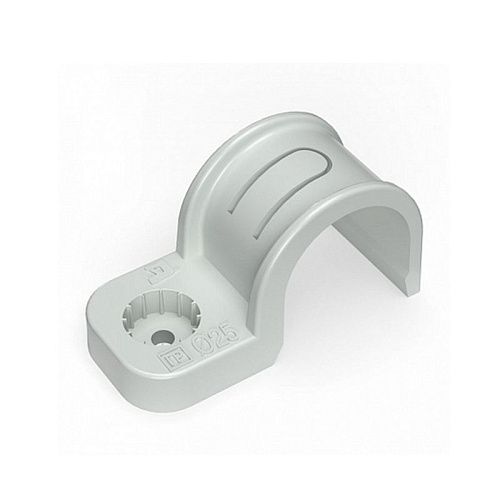 Крепеж-скоба пластиковая для труб быстрого монтажа 25мм (под монтажный пистолет) (серая) Промрукав