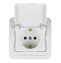 Розетка СУ с заземлением с защитной крышкой со вставкой керамика (белый) Mimoza MAKEL