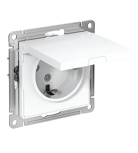 Розетка с заземлением с защитными шторками с крышкой 16А IP20 (белый) ATLASDESIGN SE