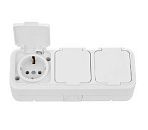 Розетка ОУ 3-я с заземлением IP54 (белый) Пралеска Аква