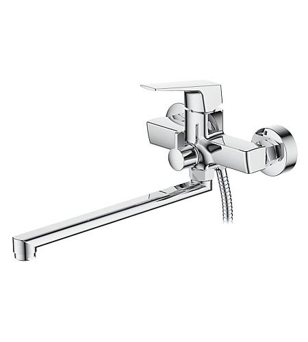 Смеситель для ванны картридж 35мм длинный излив дивертор в корпусе LEDEME L2281 (Гарантия 5 лет)