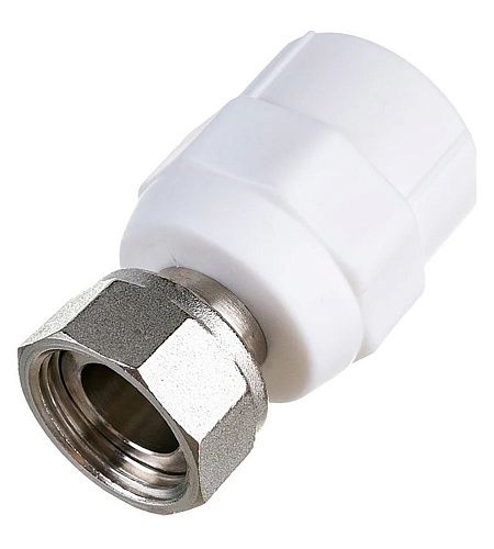 Муфта PP-R с накидной гайкой РОСТерм профи 20-3/4" белая