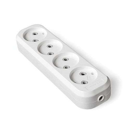 Колодка ОУ 4 гнезда б/з IP20 (белый) АБС-пластик UNIVersal