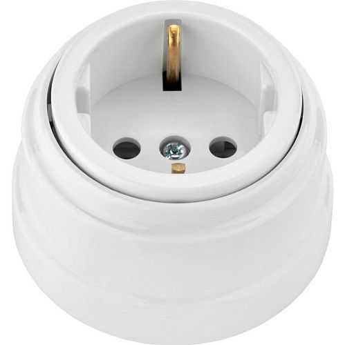 Розетка ОУ с заземлением (белый) Ретро BYLECTRICA