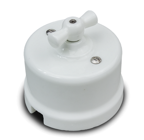 Выключатель 1кл поворотный проходной керамика (белый) Лизетта BIRONI