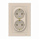 Розетка 2-я с заземлением 16А в сборе (бежевый) ATLASDESIGN SE
