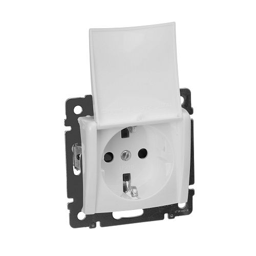 Розетка с заземлением c крышкой (белая) Valena Classic Legrand/Daccord (774422)