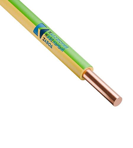 Провод установочный ПуВнг(А)-LS 6.0 (желто-зеленый) Калужский кабельный завод (ККЗ) (ГОСТ)