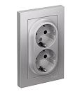Розетка 2-я с заземлением 16А в сборе (алюминий) ATLASDESIGN SE