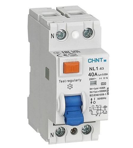 Устройство защитного отключения 2п 40A 100мА тип AC (R) NL1-63 CHINT (200216)