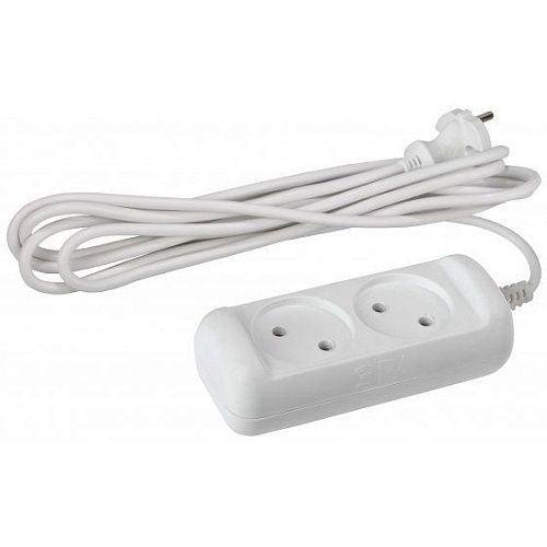 Удлинитель U-2-3m 2 гнезда 3.0м б/з (белый) ПВС 2х1мм ЭРА