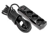 Удлинитель 3 гнезда 5.0 м (черный) PREMIUM 3х1.5мм² с/з с выключателем REXANT