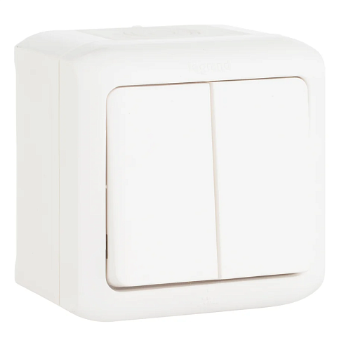 Выключатель 2кл 10А IP44 (белый) Quteo Legrand (782302)