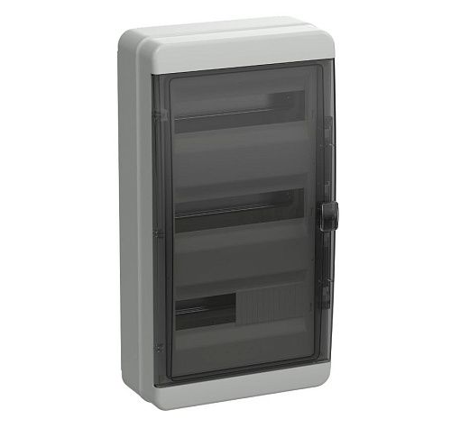 TEKFOR Корпус пластиковый ОУ КМПн-36 с N/PE-16/16 (прозрачная черная дверь) 153х560х300 IP65 (IEK)
