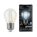 Лампа светодиодная шар G45 7Вт 4100K 580Лм E27 прозрачная Filament GAUSS 105802207