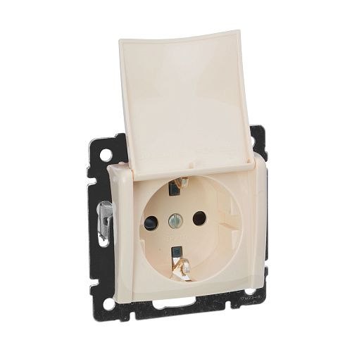 Розетка с заземлением с крышкой (слоновая кость) Valena Classic Legrand/Daccord (774322)