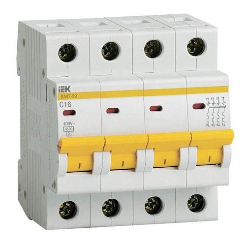 Автоматический выключатель 4п С16 4.5кА ВА 47-29 KARAT ИЭК (MVA20-4-016-C)