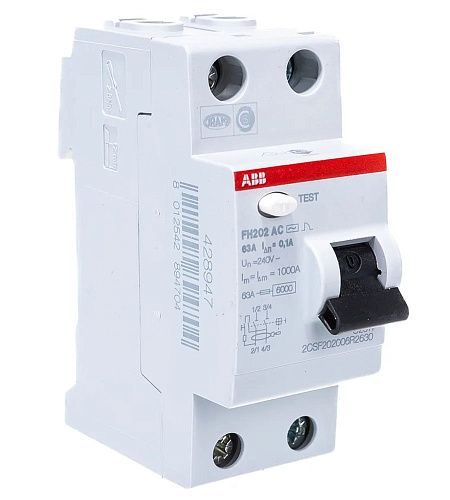 Устройство защитного отключения 2п 63А 100мА тип AC FH202 AC-63/0.1 ABB ФЛ
