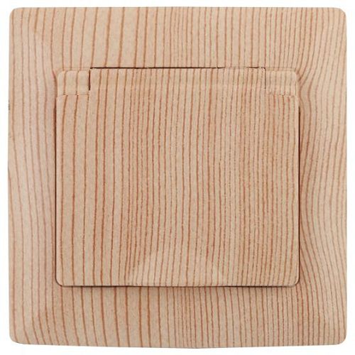 Розетка 2P+E Schuko с крышкой 16А (сосна) Intro Solo ЭРА (4-203-11)