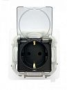Розетка 2К+З с защитными шторками с крышкой немецкий стандарт IP44 (антрацит) INSPIRIA Legrand/Daccord (673743)