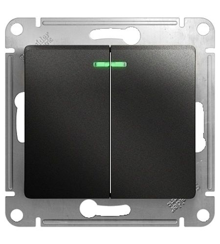 Выключатель 2кл с подсветкой схема 5а 10AX (антрацит) GLOSSA SE