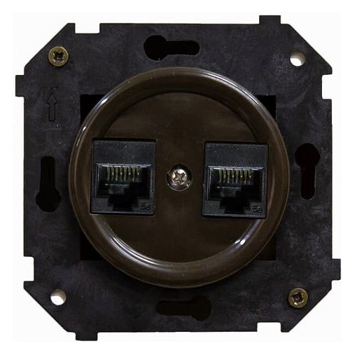 Розетка СУ 2-я PC RJ45 механизм+накладка (коричневый) Шедель BIRONI