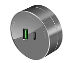 Розетка 2хUSB (тип А+С) 18Вт. 5В/3А (графит) MultiTrack SE