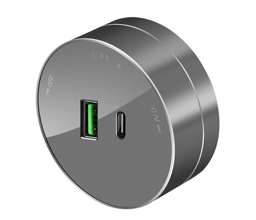 Розетка 2хUSB (тип А+С) 18Вт. 5В/3А (графит) MultiTrack SE