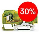 Клемма 2-проводная проходная пружинная 6 мм2 с/з (желто-зеленый) WAGO ()