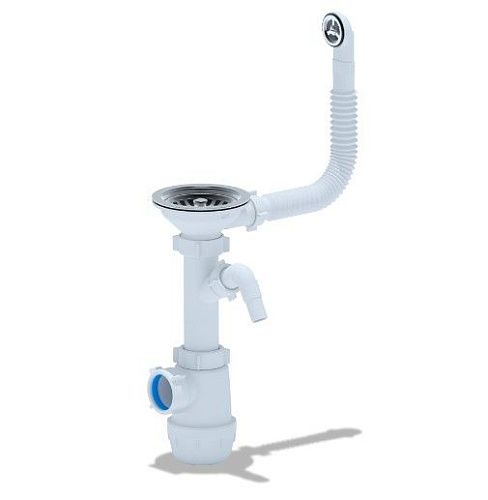 Сифон Грот 3 1/2"х40 с отводом для стиральной машины с круглым гибким переливом АНИ пласт A1042S