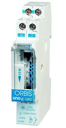 Таймер аналоговый суточный UNO QRD резерв по питанию 150 часов. шаг 15мин ORBIS Испания (OB400232)