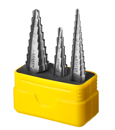 Сверло ступенчатое НАБОР 3 шт  4-30мм сталь HSS STAYER 