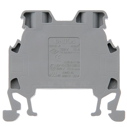 Клеммник на DIN-рейку 4мм2 MRK 4 (серый) (1022) ONKA